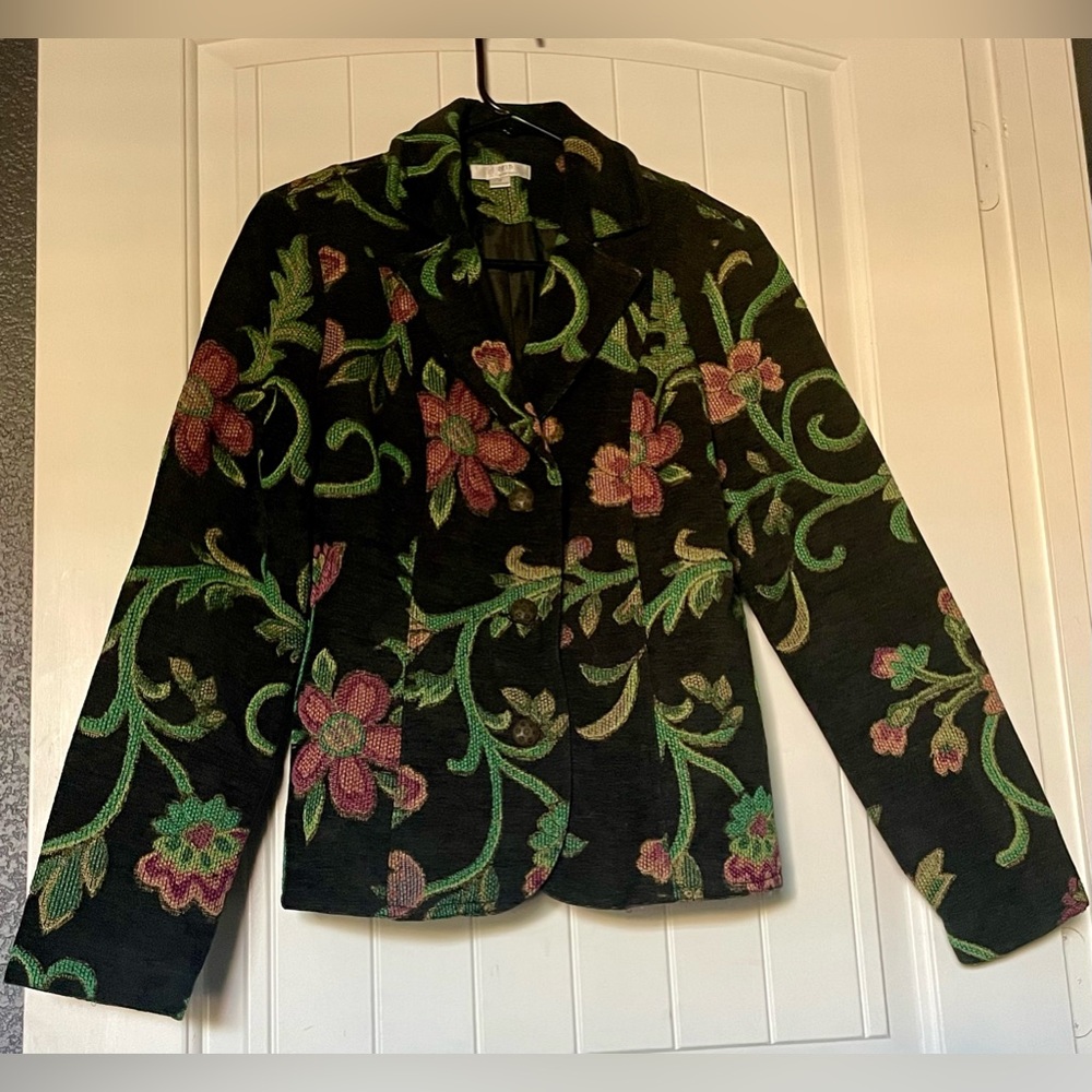Erin London 3 Button Lined Colorful Floral Blazer Jacket Size M